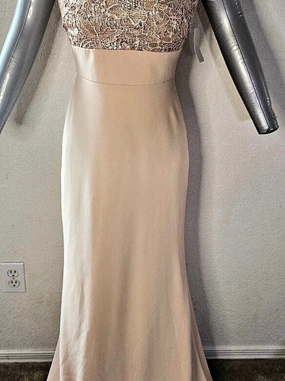 JS Collections Floral Lace Maxi Gown in Pink Like New